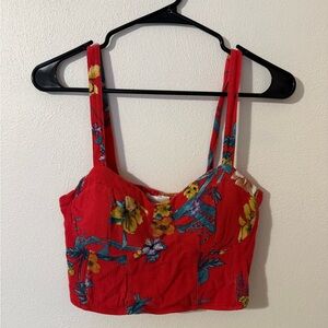 Floral Red Crop Top